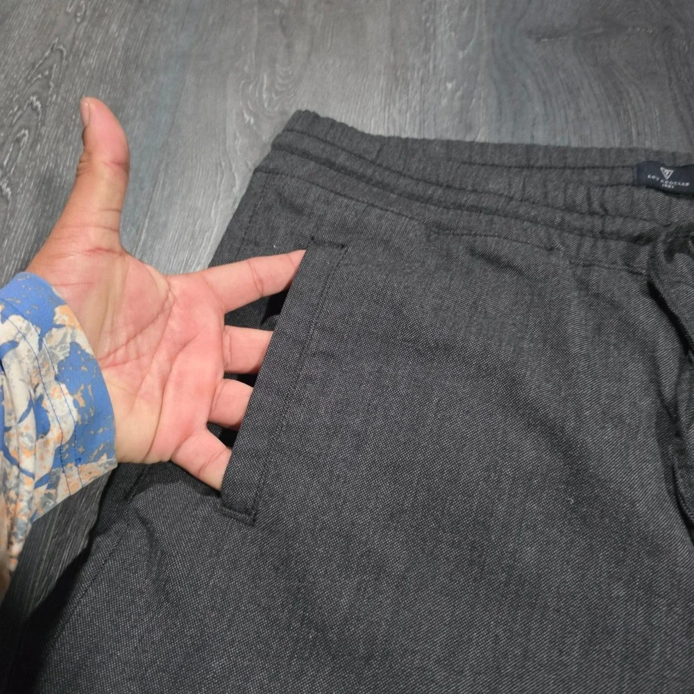 Guess 1981 Gray Textured Jogger Pants Men XL Drawstring Elastic Waist Casual